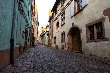 Building facades in Alsace during christmas period