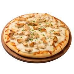 Chicken Alfredo Pizza on transparent background