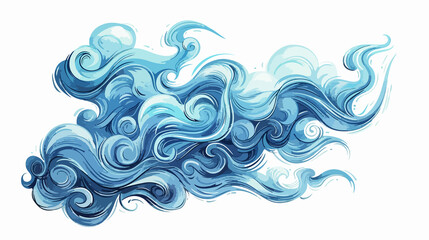 A hand-drawn contour illustration of a blue curly cloud, adding whimsy and creativity to any project.