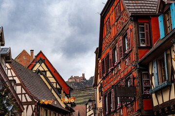 Building facades in Alsace during christmas period