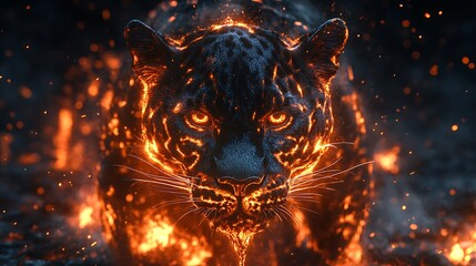 Fierce leopard breathtaking inferno environment picture