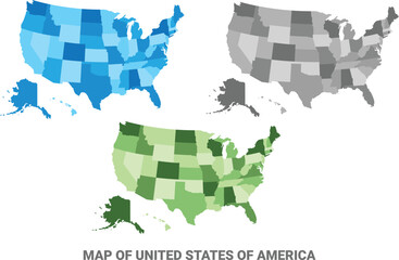 United States Of America country map in different colors