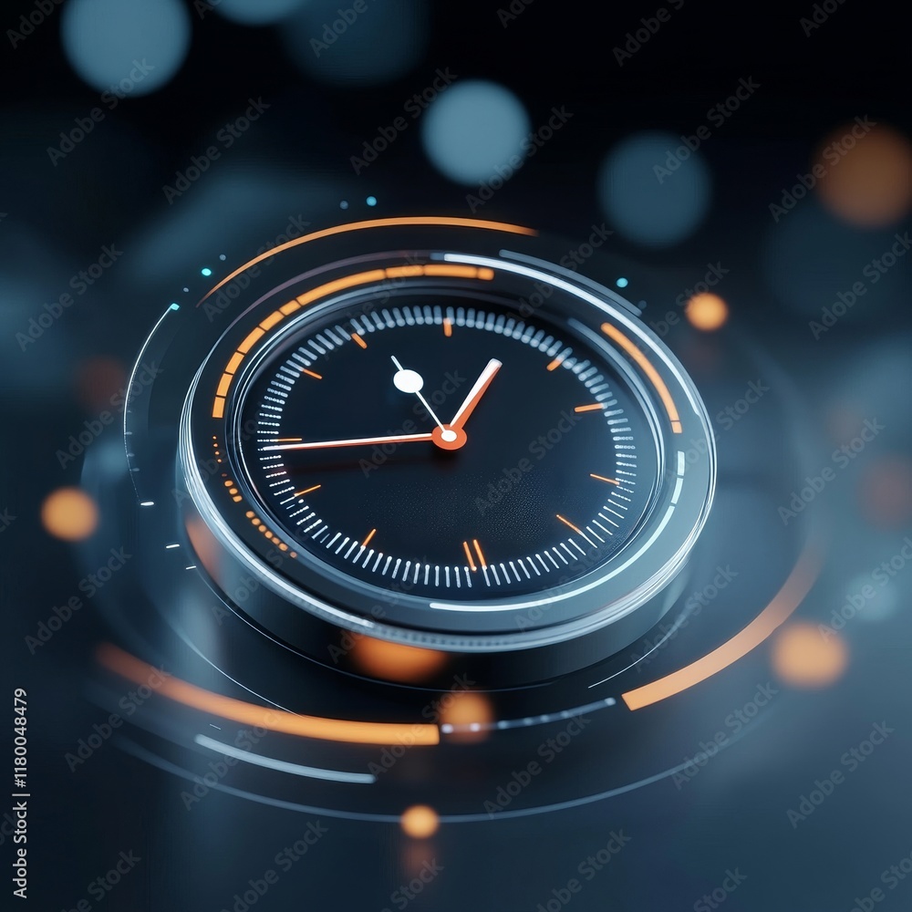Aufkleber abstract clock concept with modern design and glowing elements capturing the essence of time, techno