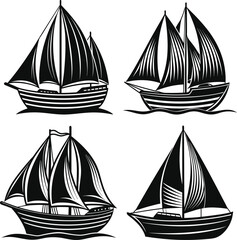 Vector Illustration of Isolated Sailboat silhouette.