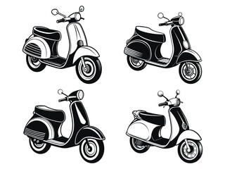 Vector Illustration of Isolated Scooter Silhouette.