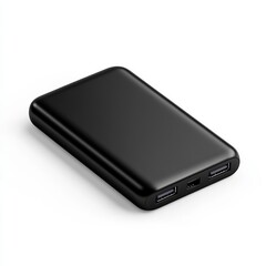 External hard drive with sleek matte black casing and USB-C port isolated on a white background 