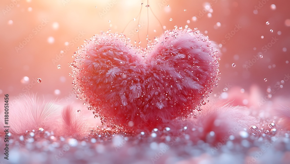 Poster Heart-Shaped Object Surrounded by Bubbles 