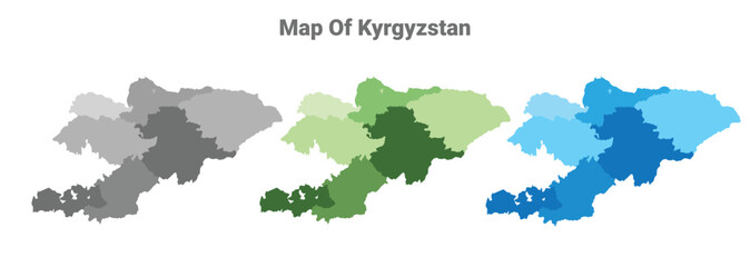 Kyrgyzstan country map in different colors