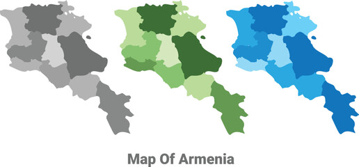 Armenia country map in different colors