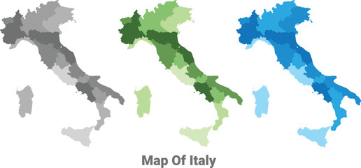 Italy country map in different colors