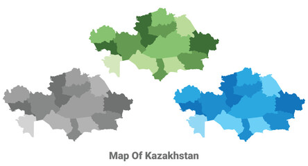 Kazakhstan country map in different colors