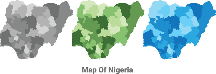 Nigeria country map in different colors