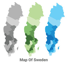 Fototapeta premium Sweden country map in different colors