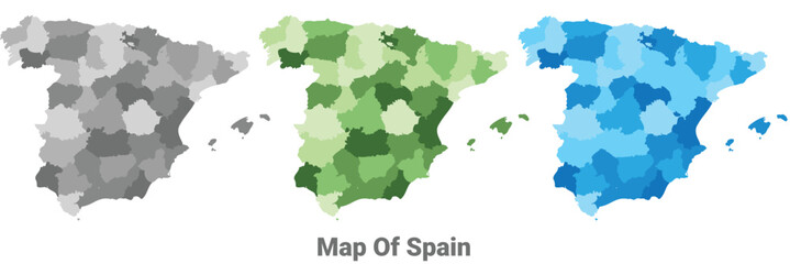 Spain country map in different colors
