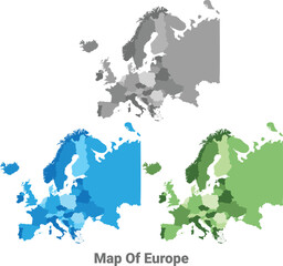 Europe country map in different colors