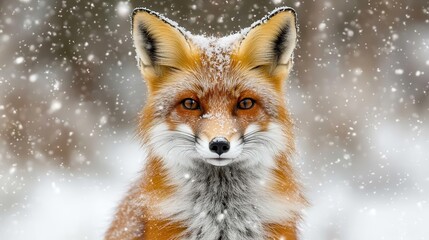 Obraz premium Majestic red fox in winter wonderland snowy forest wildlife photography cold climate close-up view nature's beauty