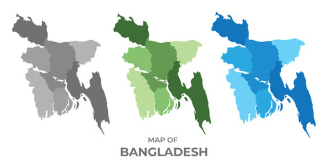 Bangladesh country map in different colors