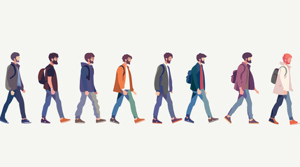 Obraz premium A full walk cycle sequence animation of a man in motion, showcasing smooth movement through a dynamic pose.