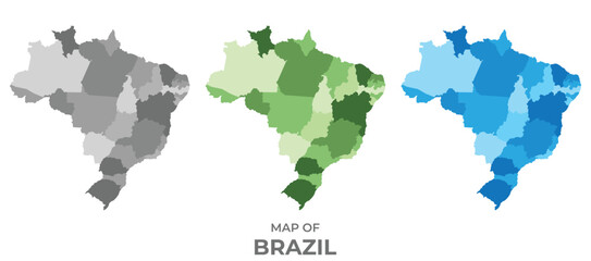 Brazil country map in different colors
