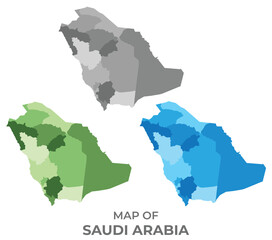 Saudi Arabia country map in different colors