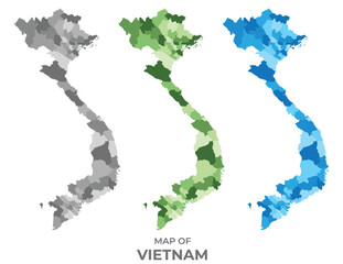 Vietnam country map in different colors