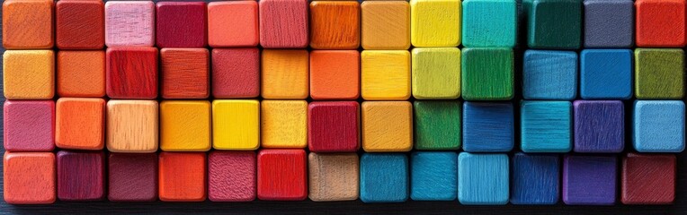 Fototapeta premium A pattern of colorful wooden blocks arranged in a grid.