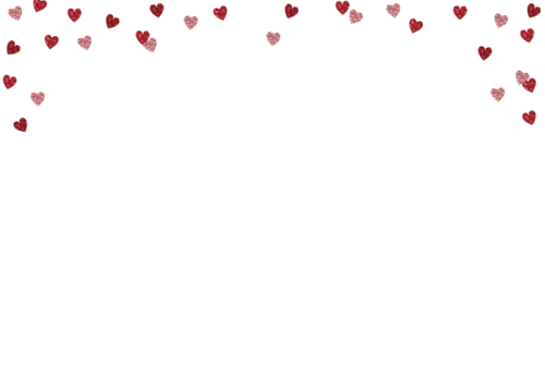 Happy Valentines day, birthday festive composition. Love, wedding banner. Red pink glittering hearts confetti isolated on background. Celebration, party. Sparkling metallic texture. Flatlay overlay - Powered by Adobe