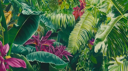 Tropical Paradise Botanical Art - Lush Jungle Flora