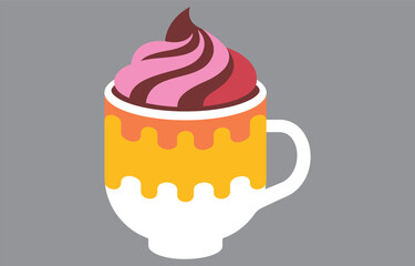 Hot Chocolate Cream With Cup Flat Illustrations