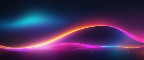 Fototapeta premium Abstract Neon Waves: Shimmering with vibrant hues of pink, blue, and orange, these abstract waves of light evoke a sense of energy, movement, and digital artistry. 