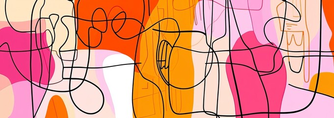 A minimalist continuous line art piece showing an abstract portrait of a man and woman. Great for home decor such as posters, wall art, tote bags, t-shirts, and mobile cases