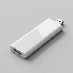 Mockup of a Blank Branded USB Drive Placed on a Clean White Background for Tech Merchandise Branding