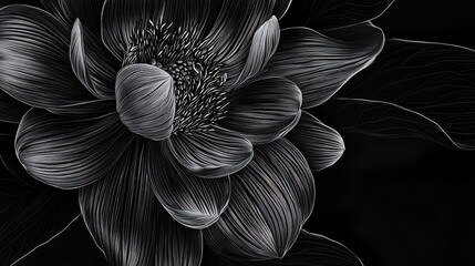 Stunning Black and White Floral Line Art Design