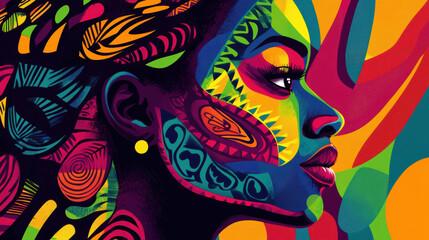 Bright and Colorful African Woman Illustration: Black history month