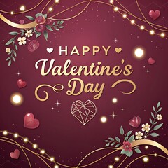 Luxury and elegant happy valentine's day typography celebration card design