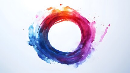 Abstract Watercolor Circle Rainbow Hues Design