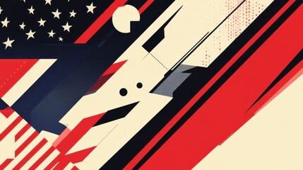Abstract American Flag Inspired Geometric Design