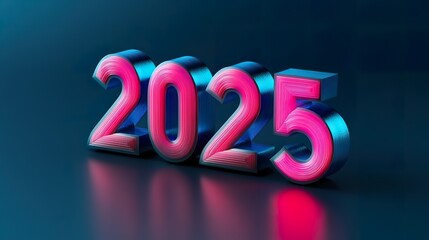 3D letters spelling "2025" for a modern New Year greeting
