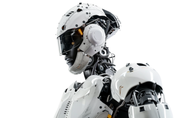 Cyborg with enhanced prosthetics and implants demonstrating advanced tech Isolated on Transparent Background PNG