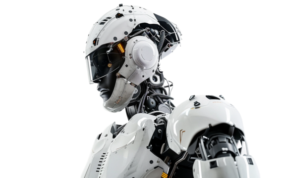 Cyborg with enhanced prosthetics and implants demonstrating advanced tech Isolated on Transparent Background PNG