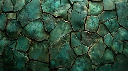 Stunning Abstract Green Stone Texture with Cracked and Weathered Mosaic Design Pattern