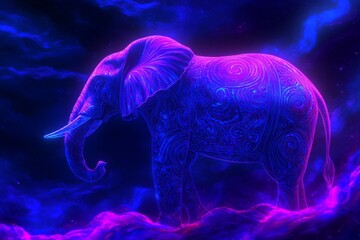 Naklejka premium An Indian folk elephant depicted in the modern dot painting style