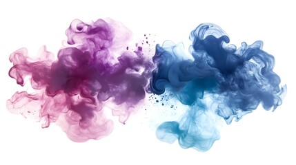 Abstract Purple and Blue Ink Swirls in Water