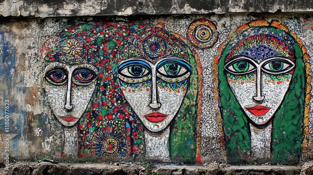 Poster graffiti of faces produced by ai generative methods