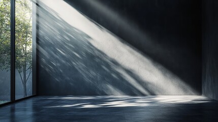 An empty room with celestial light streaming in, ideal for logos or product mockups.