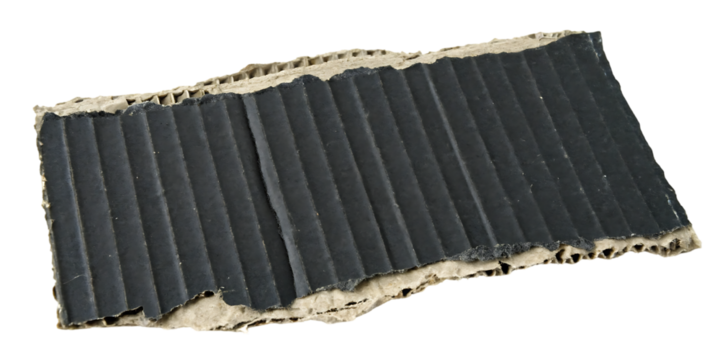 black and white fabric, Black corrugated cardboard piece