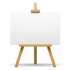 An art studio contains a wooden easel with an empty canvas, signaling the start of a new creation
