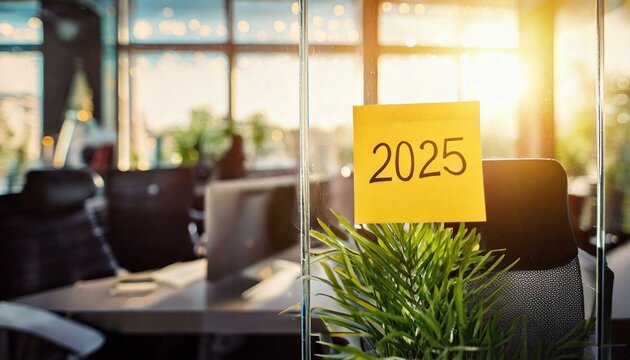 2025 em recado colado no vidro do escrit&oacute;rio - 