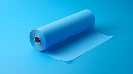 A blue roll of non-woven fabric on a blue background. Sunwoven. Illustration