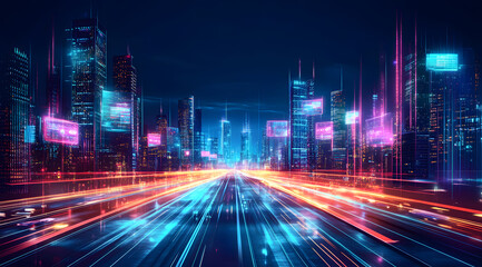 Fototapeta premium Fantasy abstract motion speed effect on city 